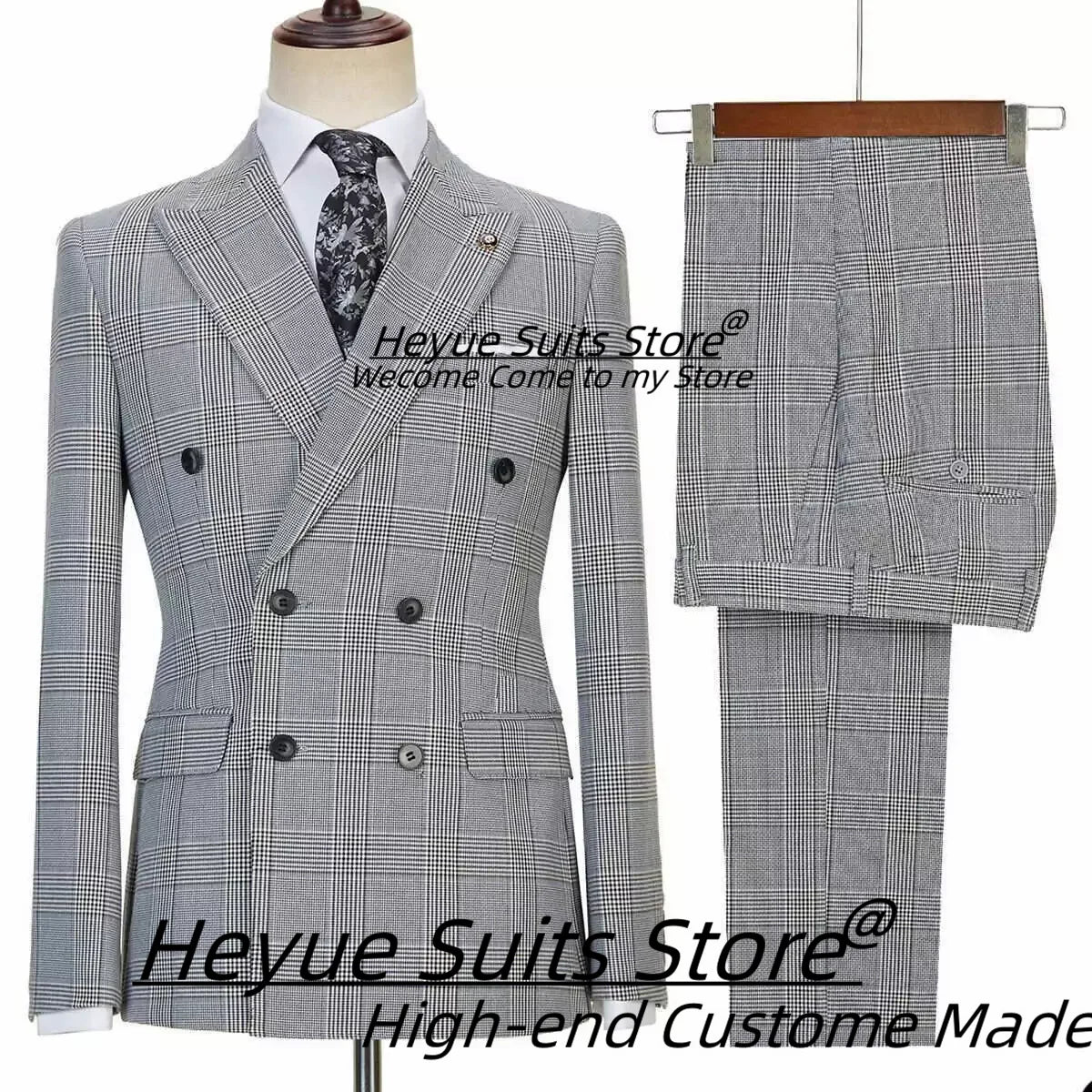 Business Plaid Men Suits