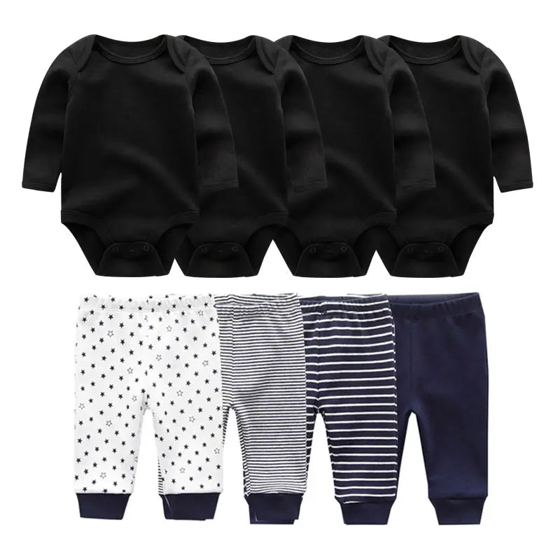 8 Pcs/Lot Body suits + Pants Baby Boy Girl Clothing