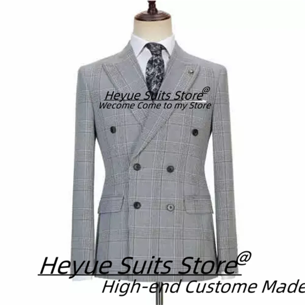 Business Plaid Men Suits