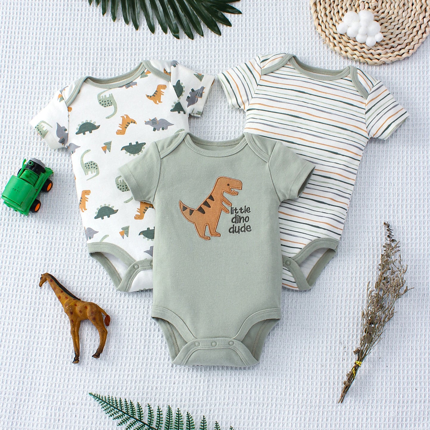 3PCS Baby Summer Bodysuit